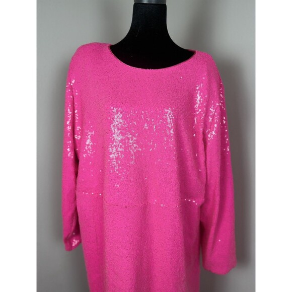 Torrid At The Knee Sequin Strong Shoulder Dress Pink size 24 - Picture 2 of 16